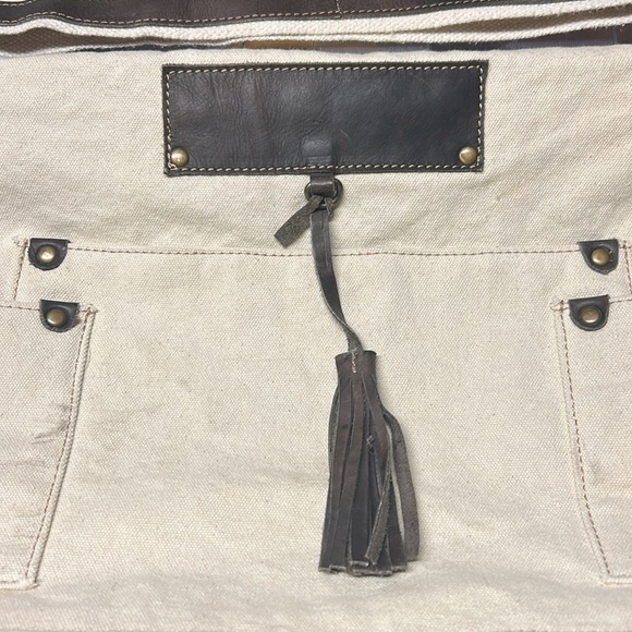 Vintage Addiction Upcycled Canvas Military Tent Messenger Crossbody Men's Bag - Picture 2 of 8